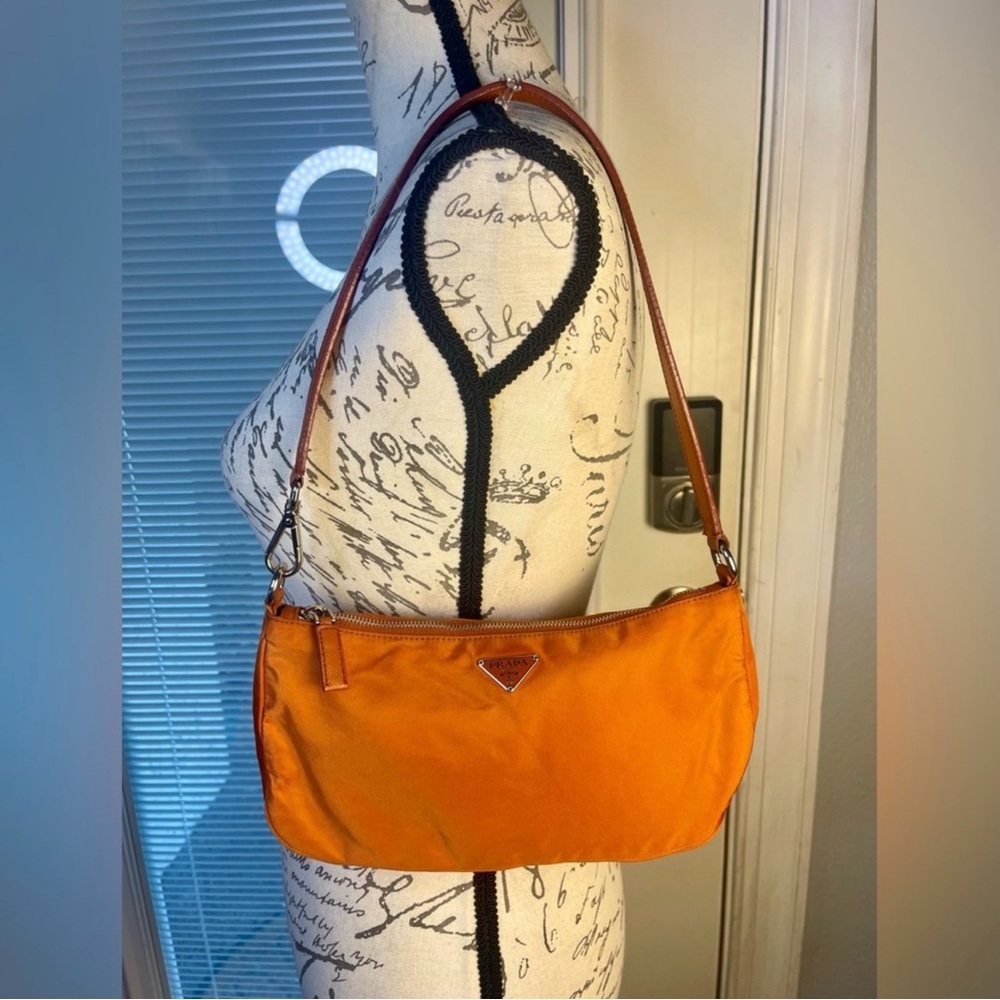 Prada Orange Nylon Shoulder Bag
